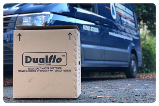 Van with harveys water softener box for installation
